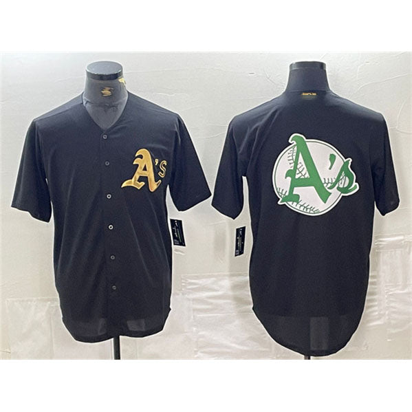 Oakland Athletics Black Gold Team Big Logo Cool Base Stitched Baseball Jersey