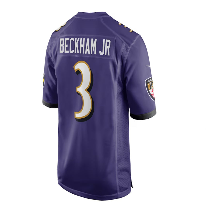 Baltimore Ravens #3 Odell Beckham Jr. Game Jersey - Purple Stitched American Football Jerseys