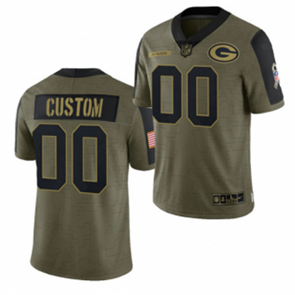 Custom Green Bay PackersPackers Olive ACTIVE PLAYER Custom 2021 Salute To Service Limited Stitched American Football Jerseys