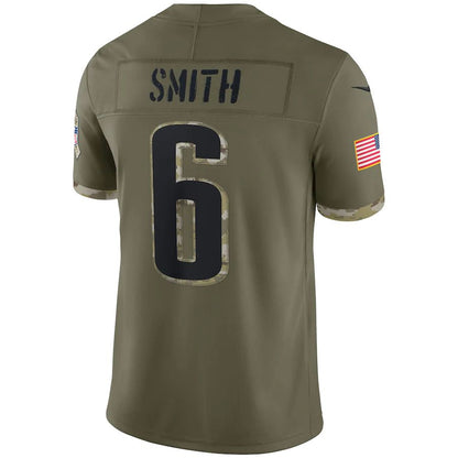 Philadelphia Eagles #6 DeVonta Smith Olive 2022 Salute To Service Limited Jersey Stitched American Football Jerseys