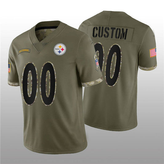 Custom Pittsburgh Steelers ACTIVE PLAYER 2022 Olive Salute To Service Limited Stitched Jersey Football Jersey