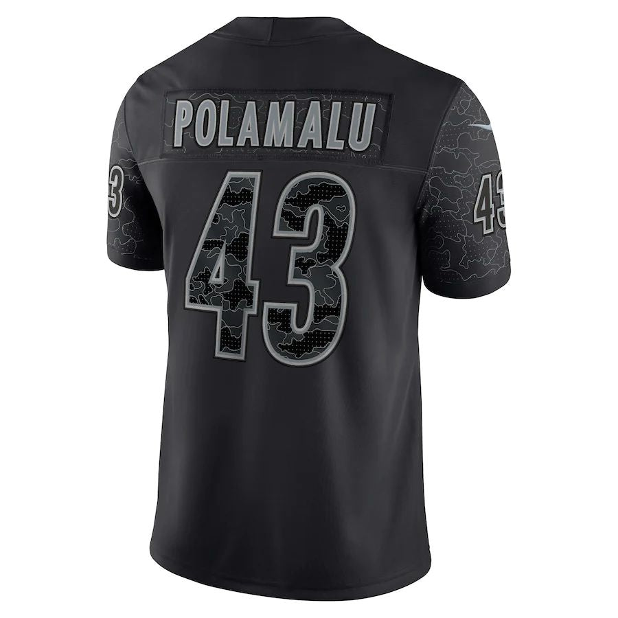 Pittsburgh Steelers #43 Troy Polamalu Black Retired Player RFLCTV Limited Jersey Stitched American Football Jerseys