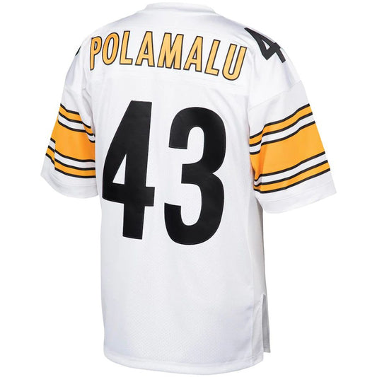 Pittsburgh Steelers #43 Troy Polamalu Mitchell & Ness White 2005 Authentic Throwback Retired Player Jersey Stitched American Football Jerseys