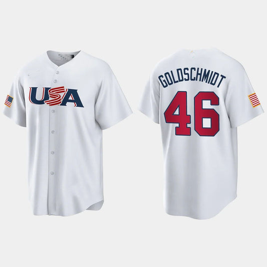 #46 PAUL GOLDSCHMIDT ST. LOUIS CARDINALS 2023 WORLD BASEBALL CLASSIC USA REPLICA JERSEY ¨C WHITE Stitches Baseball Jerseys