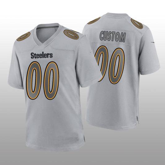 Custom Pittsburgh Steelers Gray Atmosphere Game Jersey Stitched American Football Jerseys