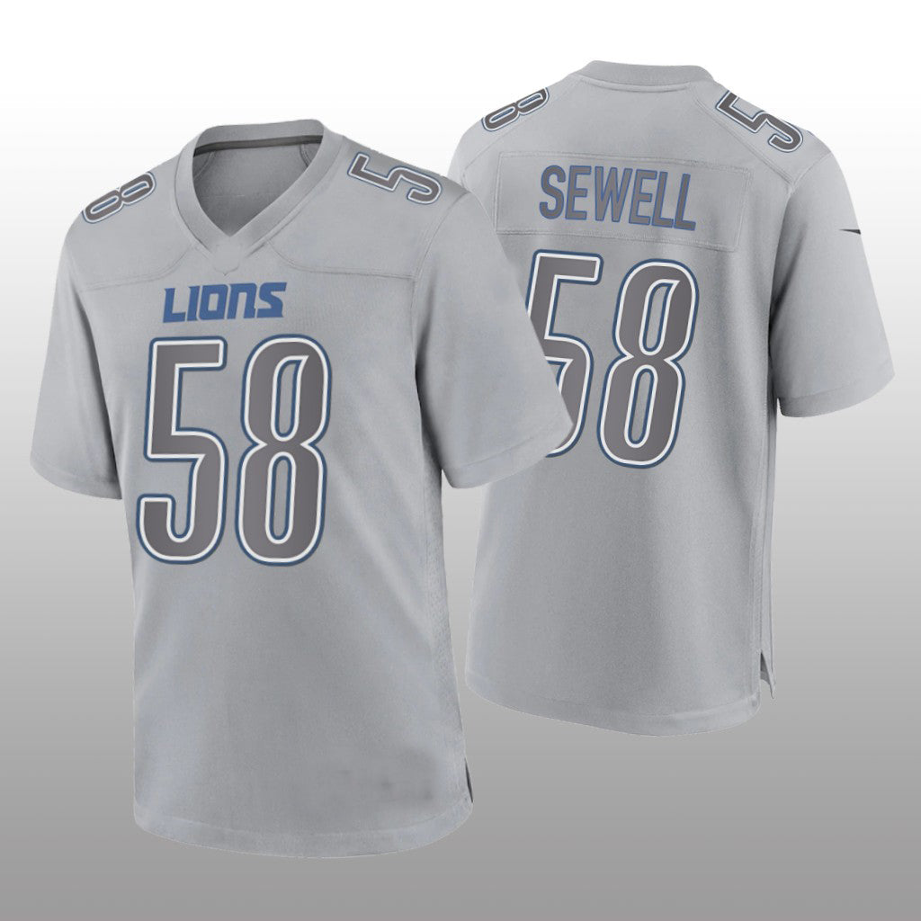 Detroit Lions #58 Penei Sewell Gray Game Atmosphere Jersey Stitched American Football Jerseys