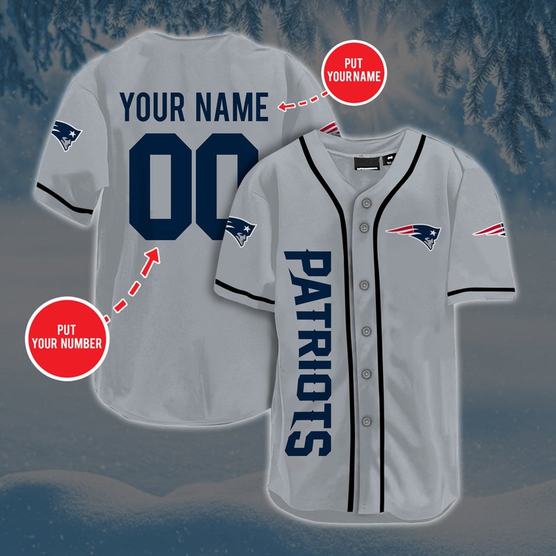 Personalized Custom New England Patriots Baseball Jersey Short Sleeve Sports  Jersey