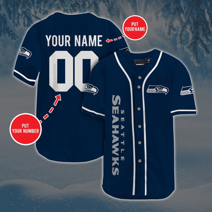 Personalized Custom S.Seahawks Baseball Jersey Short Sleeve Sports Jersey