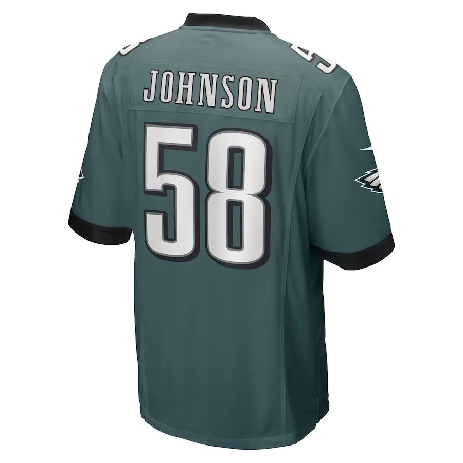 Philadelphia Eagles #58 Kyron Johnson Midnight Green Game Player Jersey Stitched American Football Jerseys