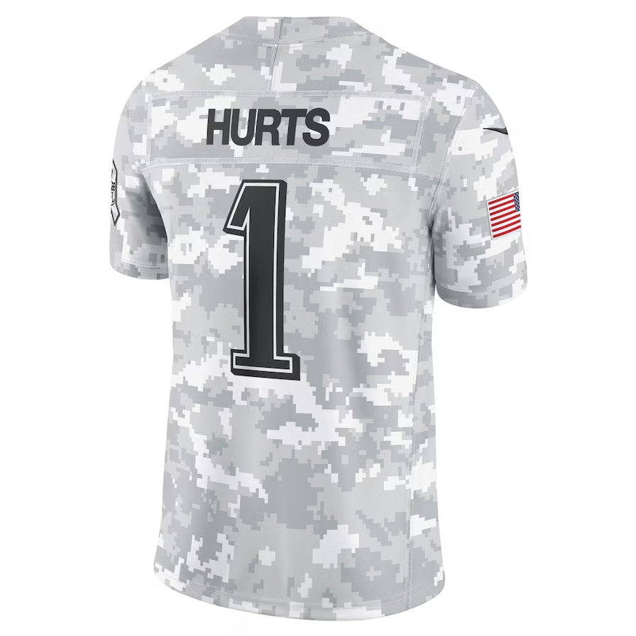 Philadelphia Eagles #1 Jalen Hurts Arctic Camo 2024 Salute to Service Limited Stitched American Football Jerseys