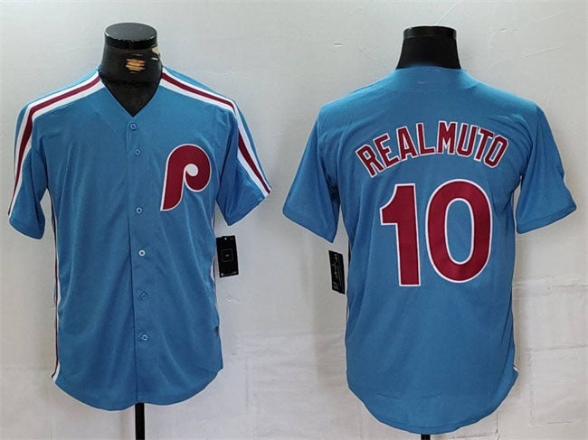 Philadelphia Phillies #10 J.T. Realmuto Blue Cool Base Stitched Baseball Jersey