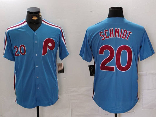 Philadelphia Phillies #20 Mike Schmidt Number Light Blue Cooperstown Cool Base Baseball Jersey