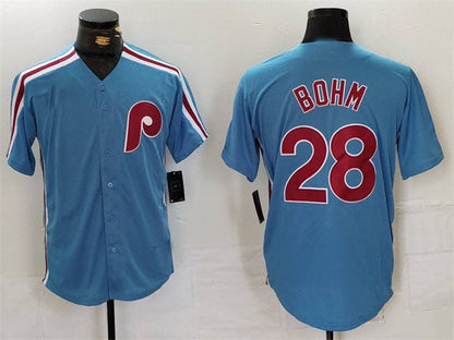 Philadelphia Phillies #28 Alec Bohm Blue Cool Base Stitched Baseball Jersey