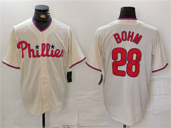 Philadelphia Phillies #28 Alec Bohm Cream Cool Base Stitched Baseball Jersey