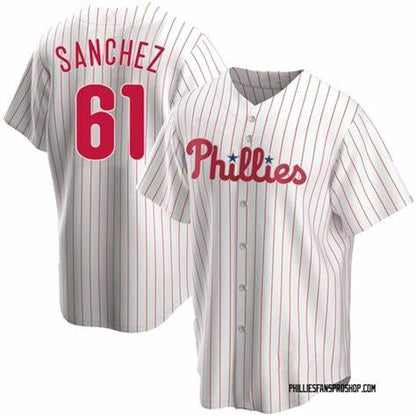 Philadelphia Phillies #61 Cristopher Sanchez White Cool Base Stitched Baseball Jersey