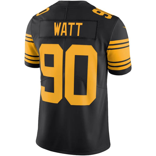 Pittsburgh Steelers #90 T.J. Watt Black Vapor Untouchable Color Rush Limited Player Jersey Stitched American Football Jerseys