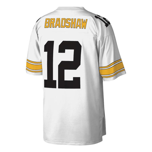 Pittsburgh Steelers #12 Terry Bradshaw Mitchell & Ness White Legacy Replica Jersey Stitched American Football Jerseys