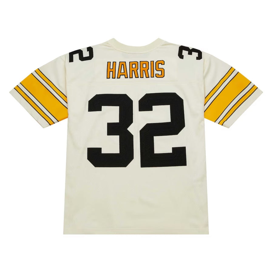 Pittsburgh Steelers #32 Franco Harris Mitchell & Ness Chainstitch Legacy Jersey - Cream Stitched American Football Jerseys