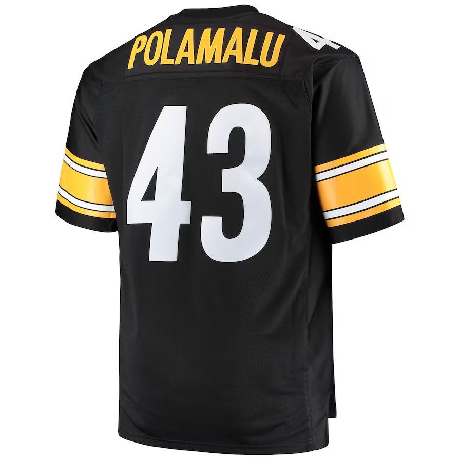 Pittsburgh Steelers #43 Troy Polamalu Mitchell & Ness Big & Tall 2005 Retired Player Replica Jersey - Black Stitched American Football Jerseys