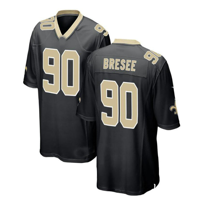 NO.Saints #90 Bryan Bresee Game Jersey - Black Stitched American Football Jerseys