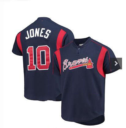 Atlanta Braves #10 Chipper Jones Navy Alternate Jersey Stitches Baseball Jerseys