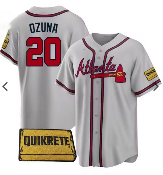 Atlanta Braves #20 Marcell Ozuna Gray Alternate Jersey Stitches Baseball Jerseys