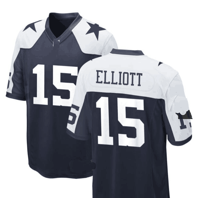 Dallas Cowboys #15 Ezekiel Elliott  Jersey - Navy White Stitched American Football Jerseys