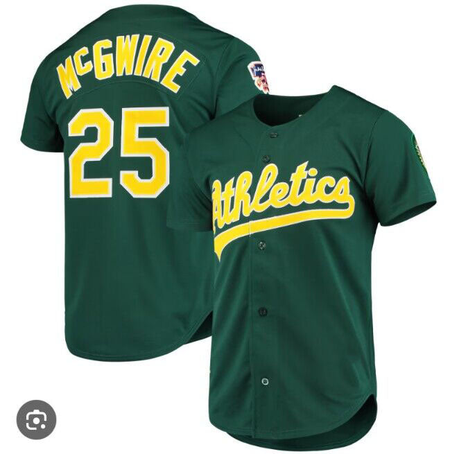 Oakland Athletics #25 Mark McGwire Mitchell & Ness 1997 Cooperstown Collection Authentic Jersey - Green Baseball Jerseys