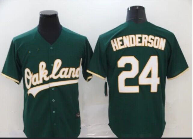 Oakland Athletics #24 Rickey Henderson Green Home Limited Stitched Baseball Jersey