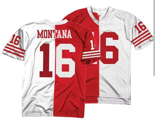 San Francisco 49ers #16 Joe Montana  White Red Stitched American Football Jersey