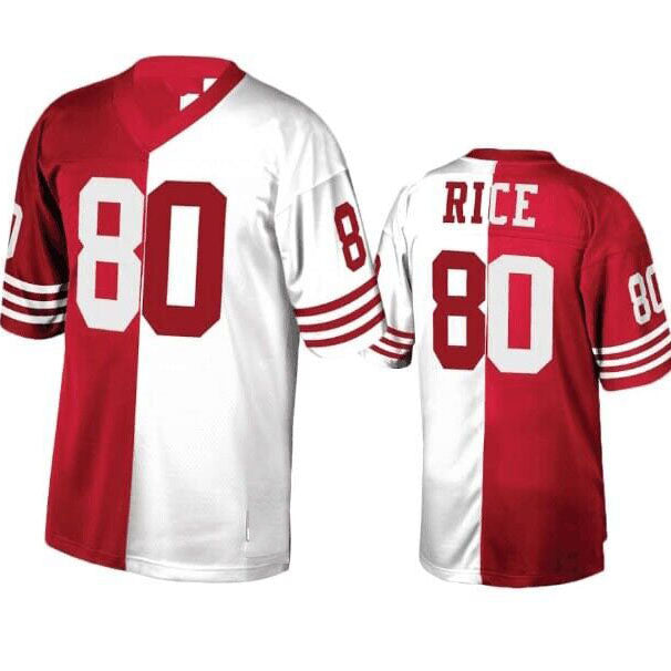 San Francisco 49ers #80 Jerry Rice White Red Stitched American Football Jersey