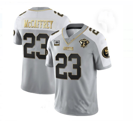 San Francisco 49ers #23 Christian McCaffrey  White Game Player Jersey Stitched American Football Jerseys