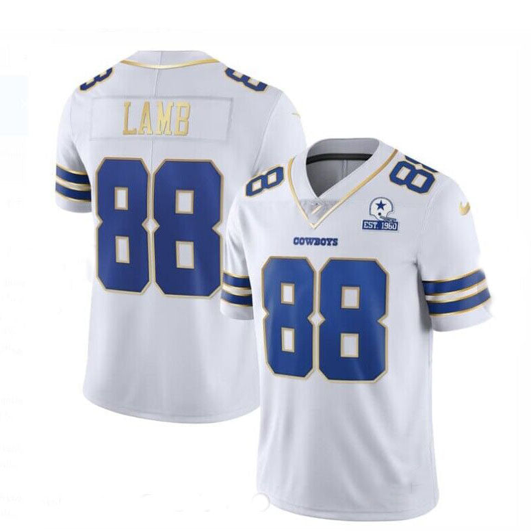 Dallas Cowboys #88 CeeDee Lamb “Gold Seriesâ€?White Gold Trim Stitched American Football Jerseys