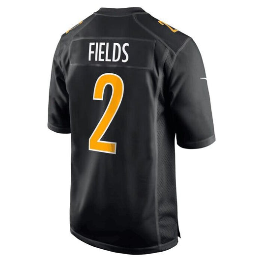 Pittsburgh Steelers #2 Justin Fields Black Replica Carbon American Football Jerseys