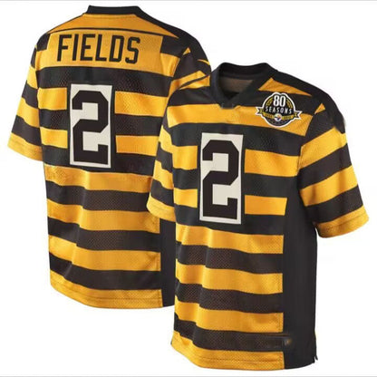 Pittsburgh Steelers #2 Justin Fields Bumblebee Throwback 80th Season American Football Jerseys