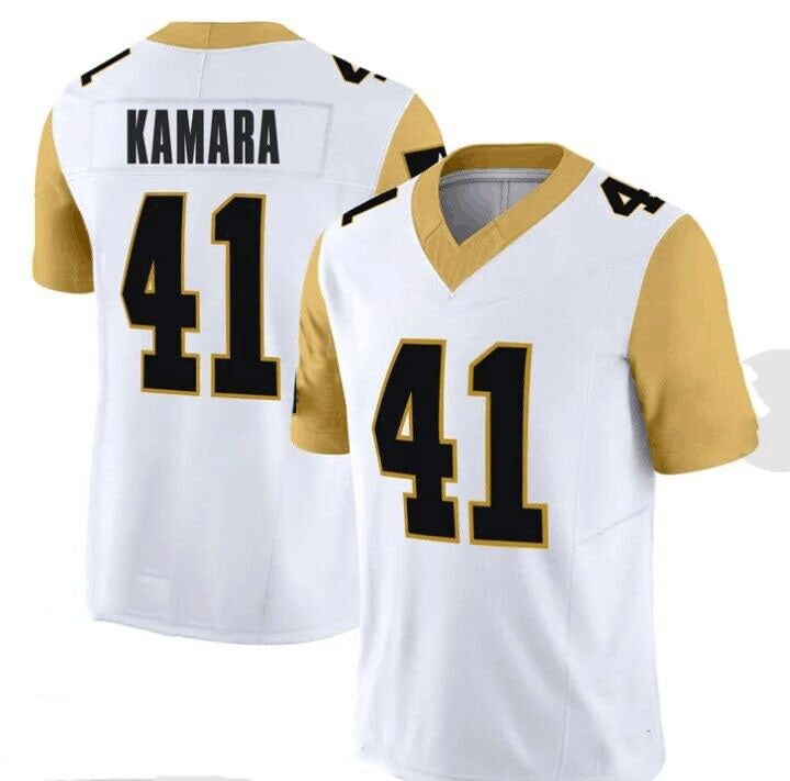 NO.Saints #41 Alvin Kamara White Gold Game Player  Stitched American Football Jersey