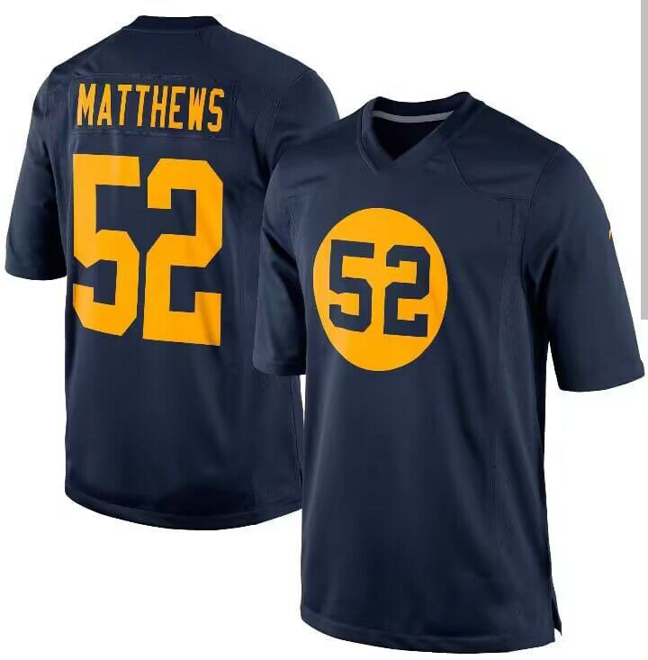 Green Bay PackersPackers #52 Clay Matthews Throwback Limited Jersey - Navy Blue American Football Jerseys