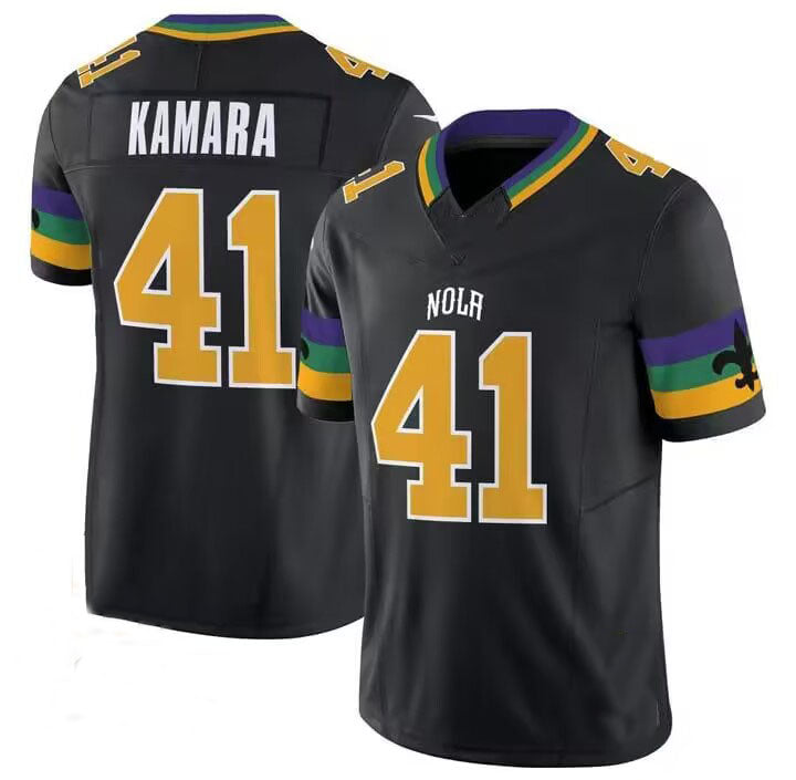 NO.Saints #41 Alvin Kamara Black Game Player  Stitched American Football Jersey