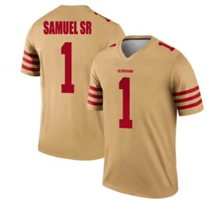 San Francisco 49ers #1 Deebo Samuel Sr Gold Inverted Legend Jersey Stitched American Football Jersey