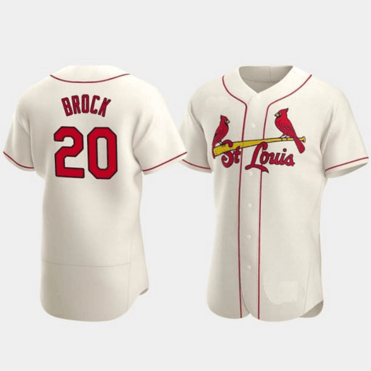 St. Louis Cardinals #20 Lou Brock Cream Alternate Authentic Player Baseball Jersey