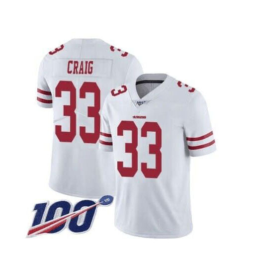 San Francisco 49ers #33 Roger Craig White Vapor Limited 100th Season Stitched American Football Jerseys