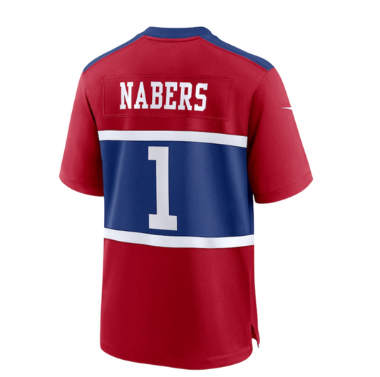 NY.Giants #1 Malik Nabers Alternate Game Jersey - Century Red Stitched American Football Jerseys