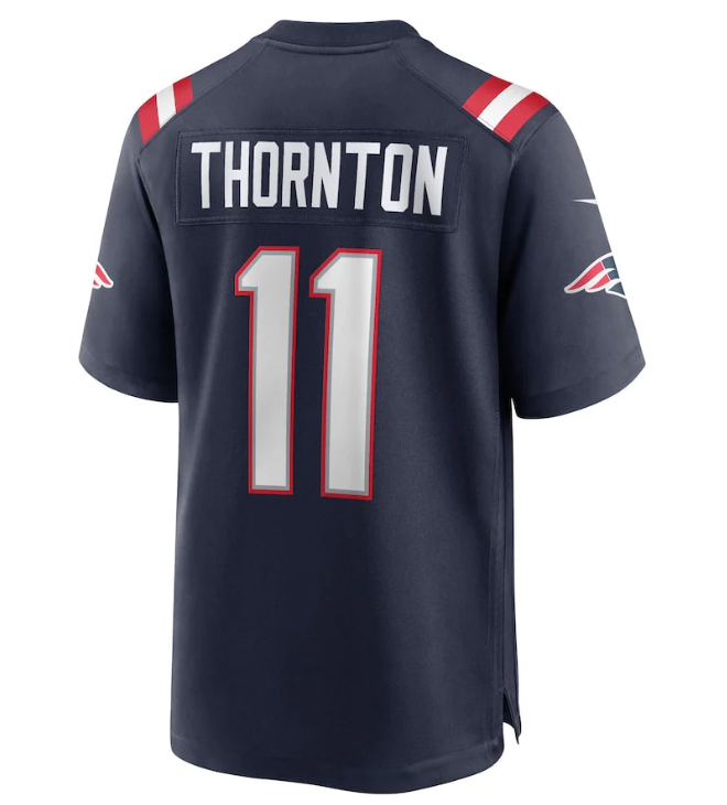 New England Patriots #11 Tyquan Thornton Navy Game Player Jersey Stitched American Football Jerseys