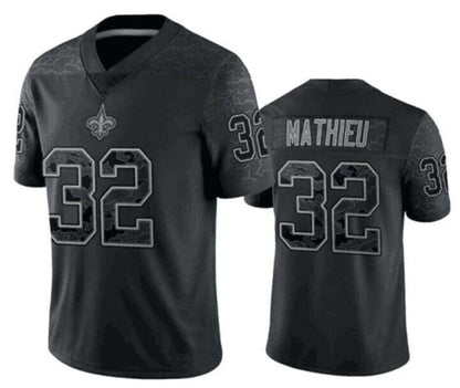 NO.Saints #32 Tyrann Mathieu Black RFLCTV Limited Jersey Stitched American Football Jersey