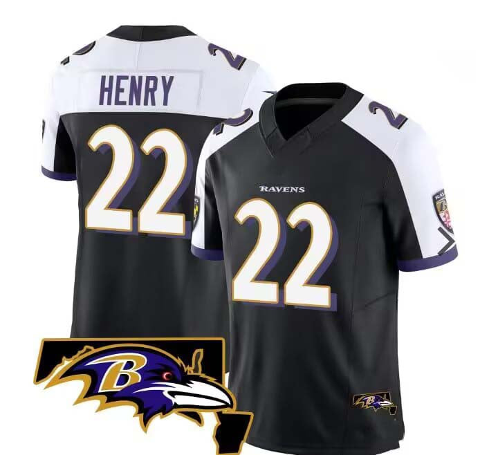 Baltimore Ravens #22 Derrick Henry Black Maryland Patch Vapor Limited Jersey â€?All Stitched American Football Jerseys