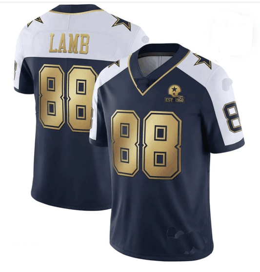 Dallas Cowboys #88 CeeDee Lamb Navy Team Gold C Patch Stitched American Football Jerseys