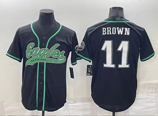 Philadelphia Eagles #11 A.J. Brown Black Stitched Baseball Jerseys