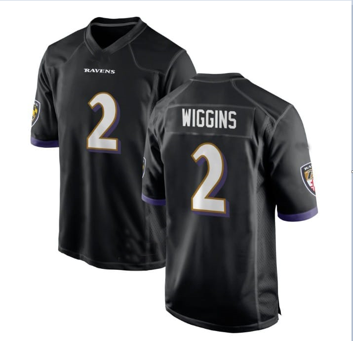 Baltimore Ravens #2 WIGGINS Black Alternate Game Player Jersey Stitched American Football Jerseys