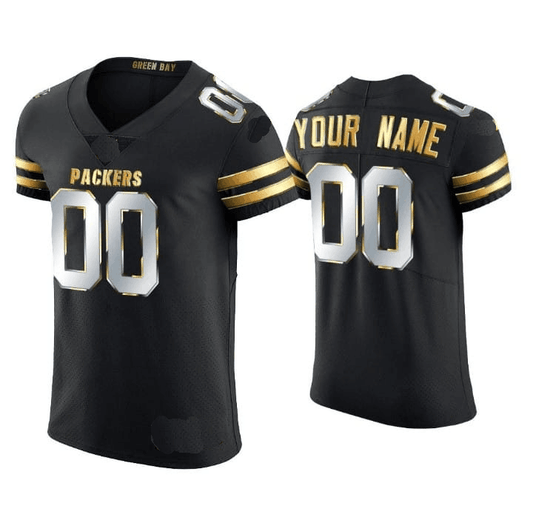 Custom Green Bay PackersPackers Black Personalizar Negro Golden Edition Stitched Football Jerseys