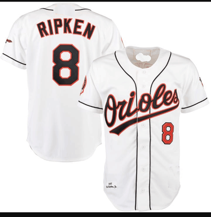 Baltimore Orioles #8 Cal Ripken Jr. White Mitchell & Ness Cooperstown Collection 2001 Authentic Player Baseball Jerseys